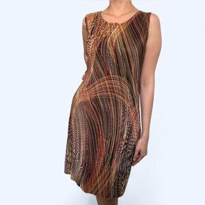 Plisse Abstract Sleeveless Dress size M